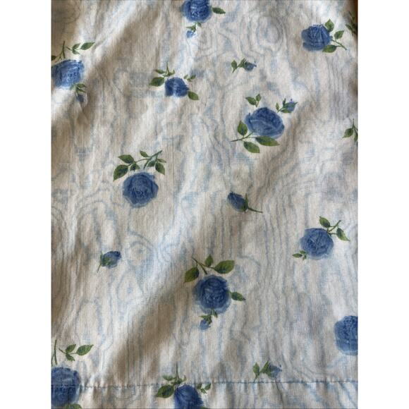 Vintage Cannon Royal Family Percale Full Flat Top Sheet Blue Floral Roses 81X104 - Picture 2 of 7